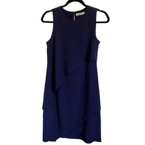 NWOT Halston Heritage Purple Tiered Shift Dress Size 2 Sleeveless Work Party